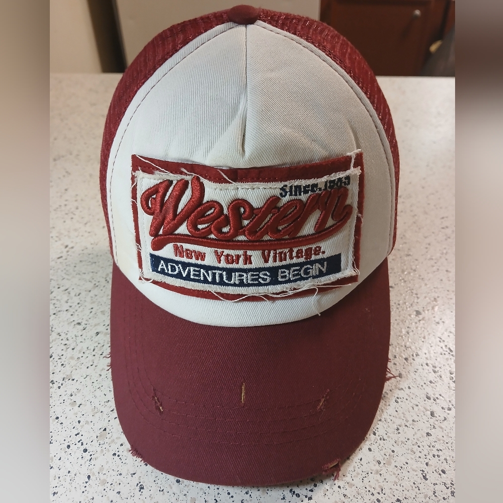 Wine Colored Western Vintage Cap